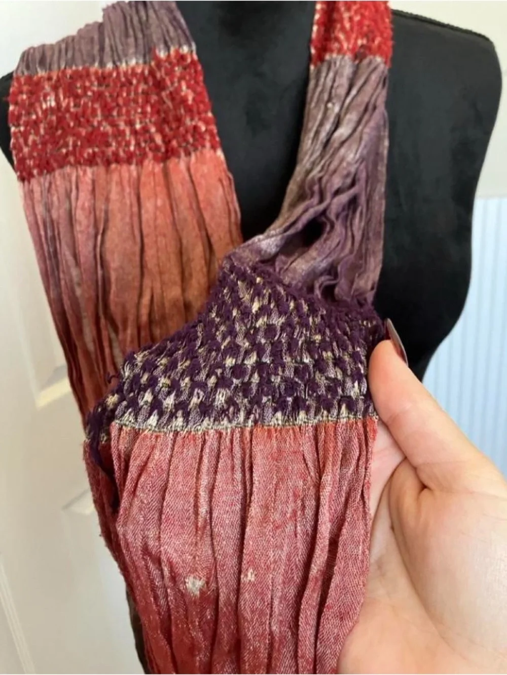 Women’s Multi-Color Crinkled Scarf - Brand Unlabeled